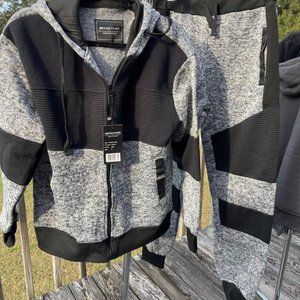 The North Pole Unisex Fleece Lined Full Zip Hoodie & Pants Gray & Black Med NWT